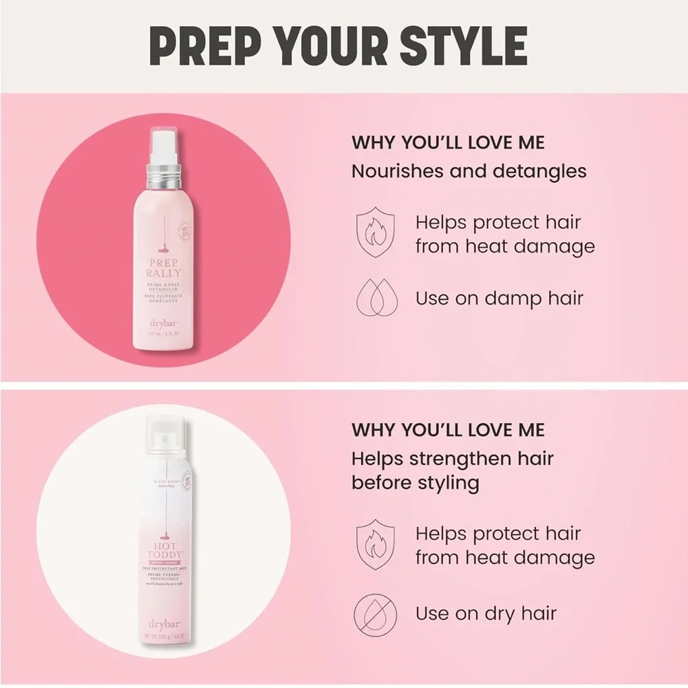 Drybar Prep Rally Prime, Heat Protection & Prep Detangler in Noir